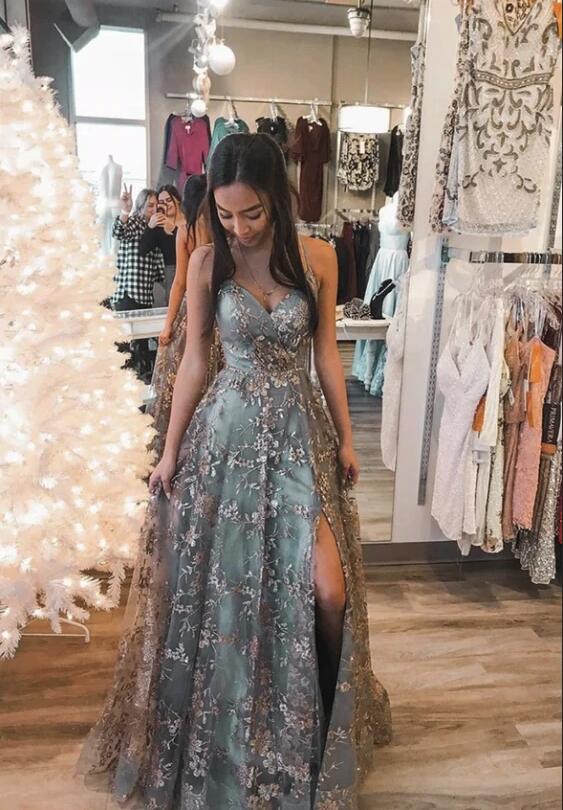 Robe de bal Weitese, longue et modeste, coupe trapèze, col en V, dos nu, en tulle, avec fente